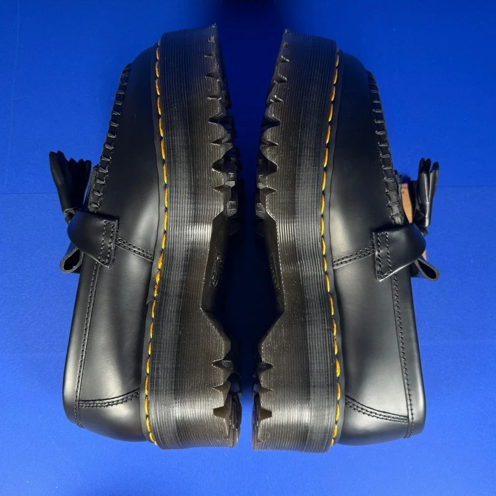 Dr Martens Adrian Quad‎ Shoes Mens 7 Womens 8 Black Leather Platform Tassle